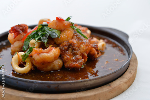 Stir Fried Squid and shrimp with Roasted Chili Paste