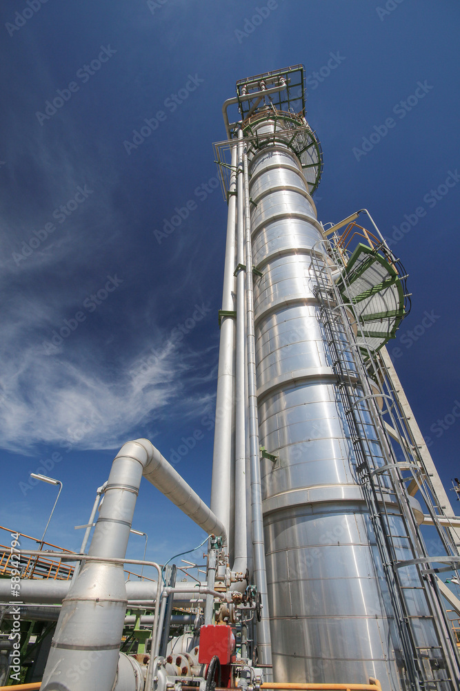Refinery tower in industrial plant