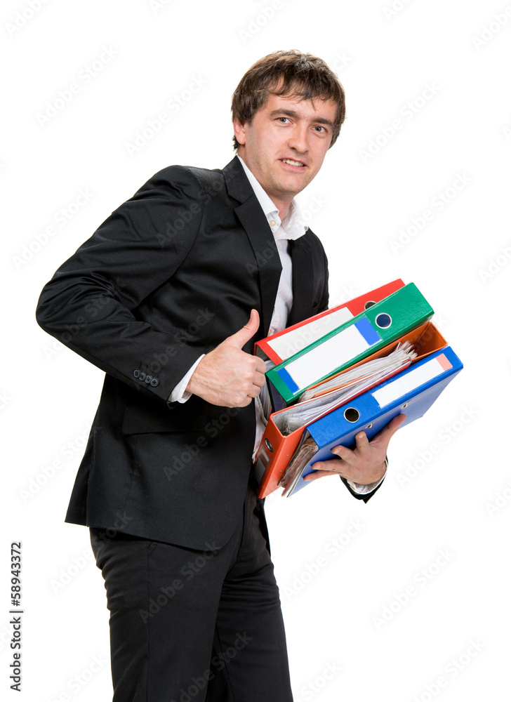 Businessman with folders Businessman with folders