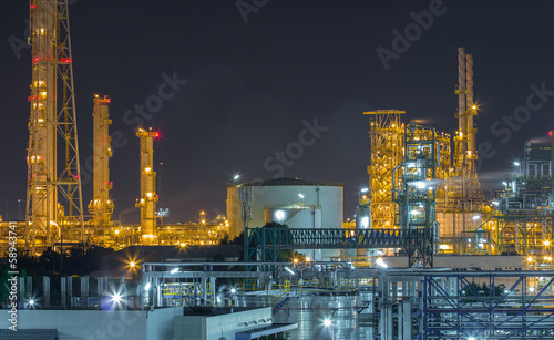 Refinery industrial factory in night time