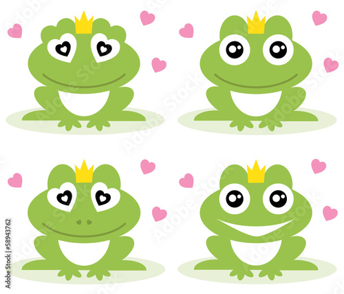 Vector illustration of green frogs