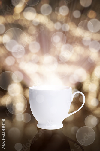 coffee cup against bokeh background