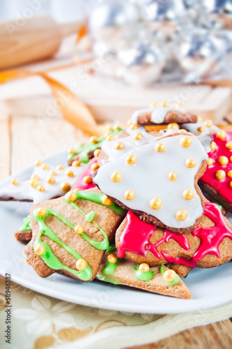 Decorative christmas cookies photo