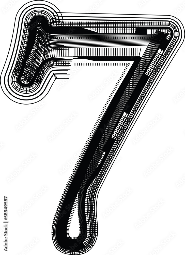 Font illustration NUMBER 7 Font illustration NUMBER 7