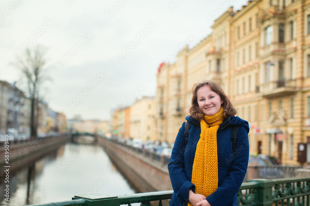 Smiling young girl in St. Petersburg, Russia