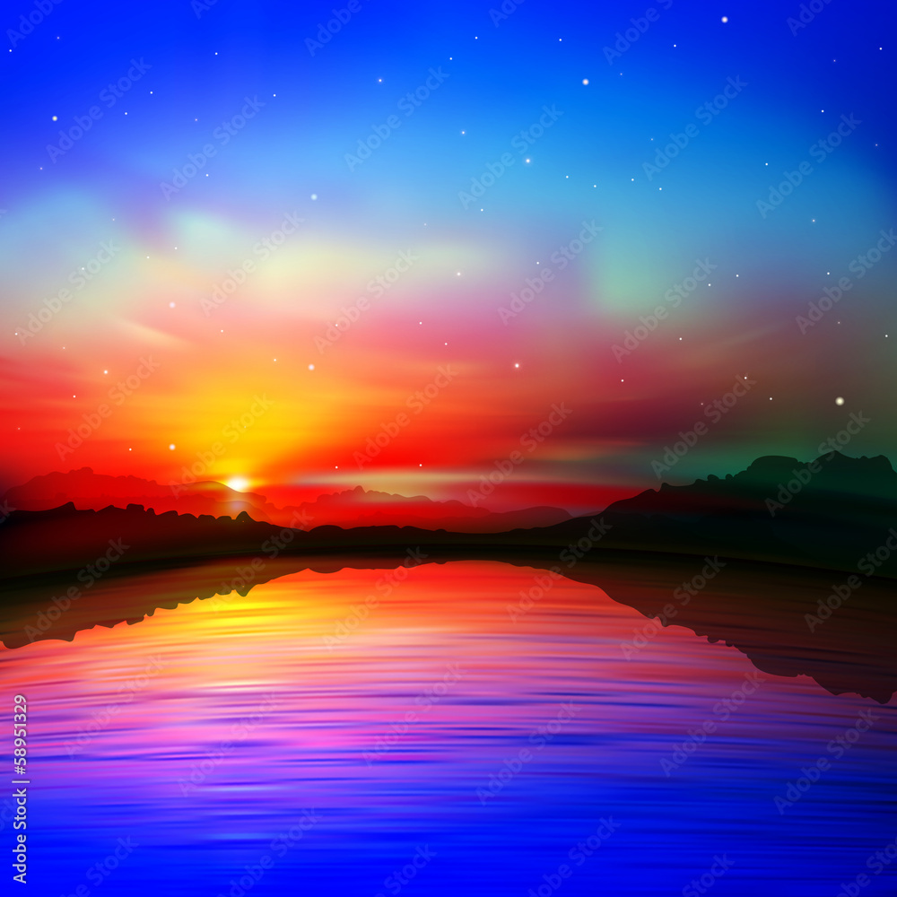 abstract background with sunset and mountains abstract background with sunset and mountains