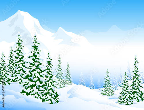 Winter Landscape-Vector