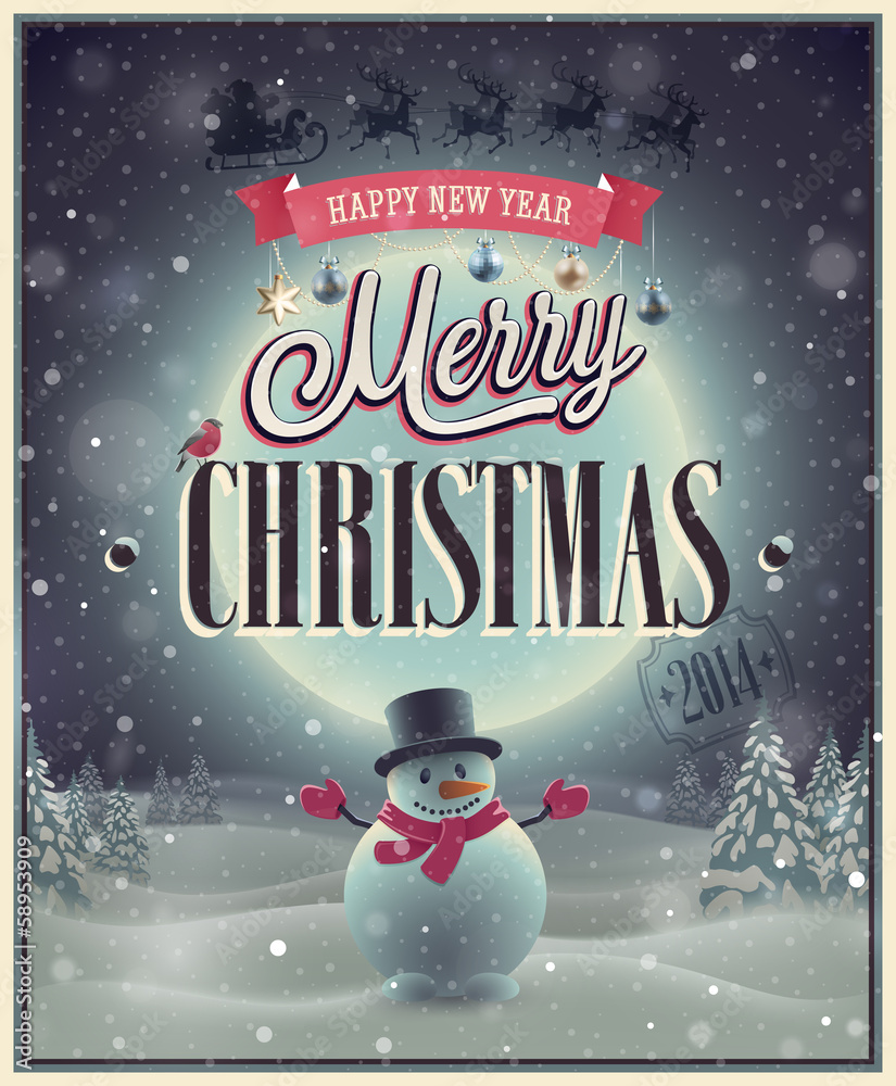Christmas Poster. Vector illustration.