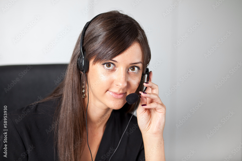 support phone operator in headset at workplace support phone operator in headset at workplace