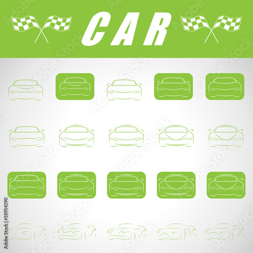 Car Icons Set - Isolated On Gray Background
