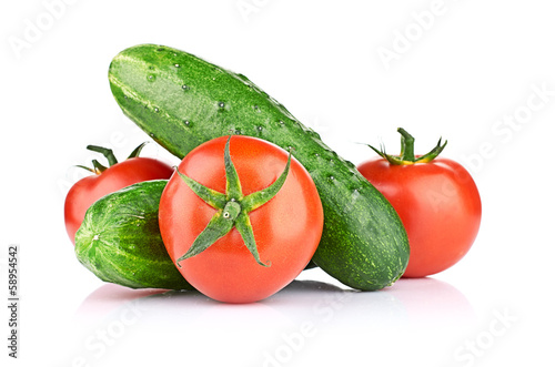 Ripe vegetables isolated on white background