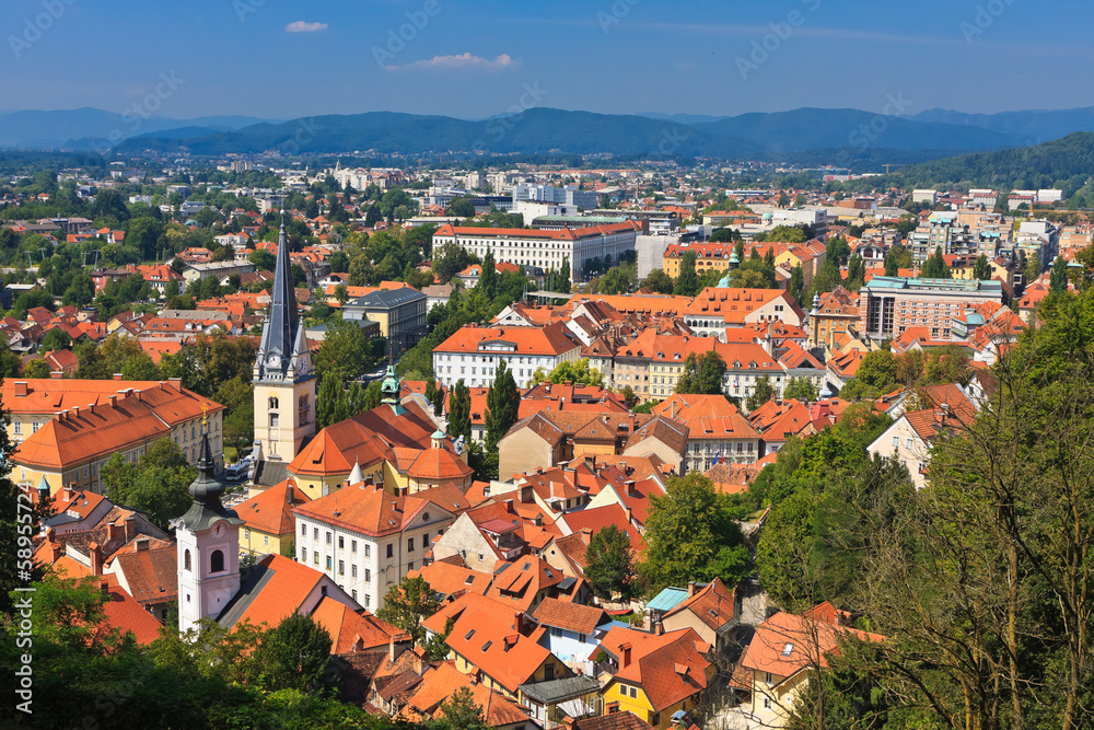 View of the Ljubljana's old center from the castle hill