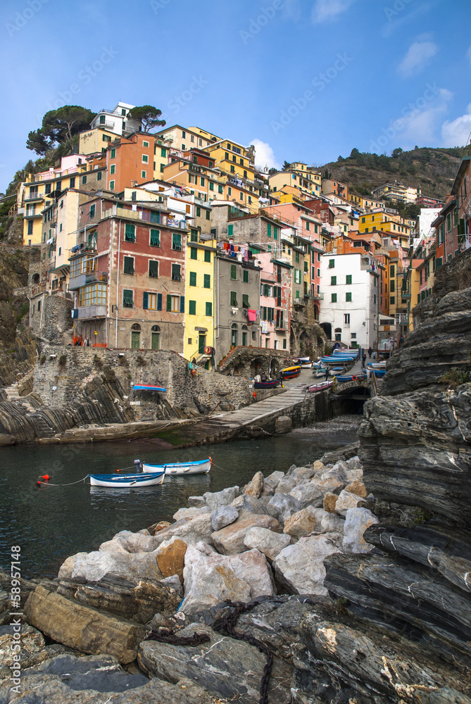 Riomaggiore village on Cinque Terre Italy