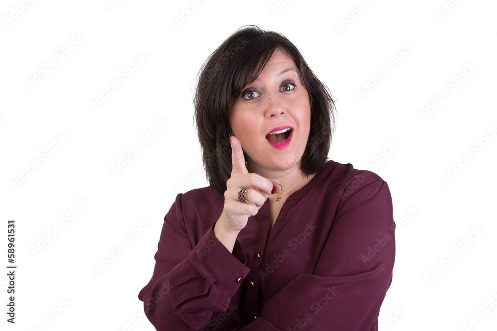 Middle Aged Businesswoman Looking at Your Eyes with an Idea Middle Aged Businesswoman Looking at Your Eyes with an Idea