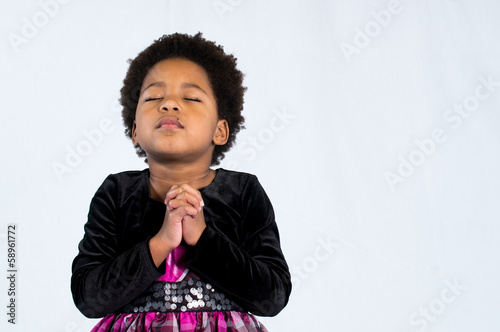 Praying African American Girl