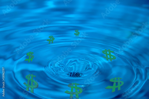 abstract drain money, bankruptcy, green dollars