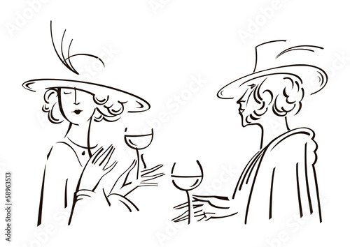 Abstract retro portrait of man and woman