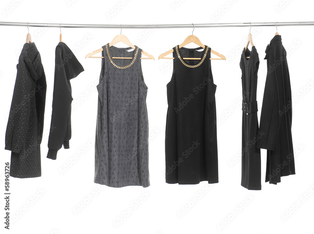 Set of female dress isolated on hanging Set of female dress isolated on hanging