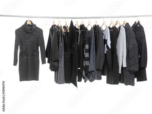 Set of female fashion clothing on hangers © inchic
