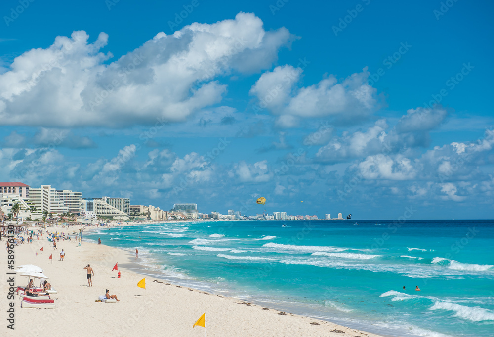 Cancun beach panorama, Mexico