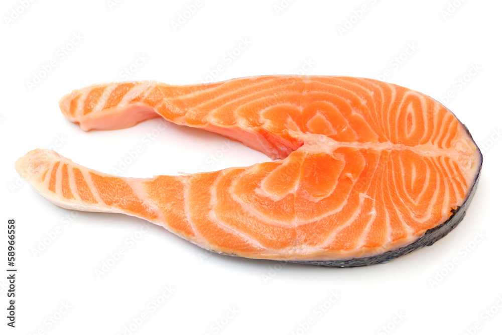 Fresh raw salmon isolated on white background Fresh raw salmon isolated on white background