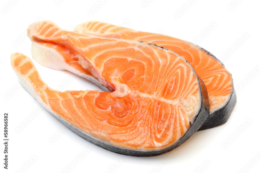 Fresh raw salmon isolated on white background Fresh raw salmon isolated on white background