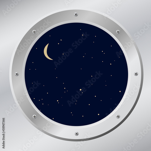 Sky in porthole in vector