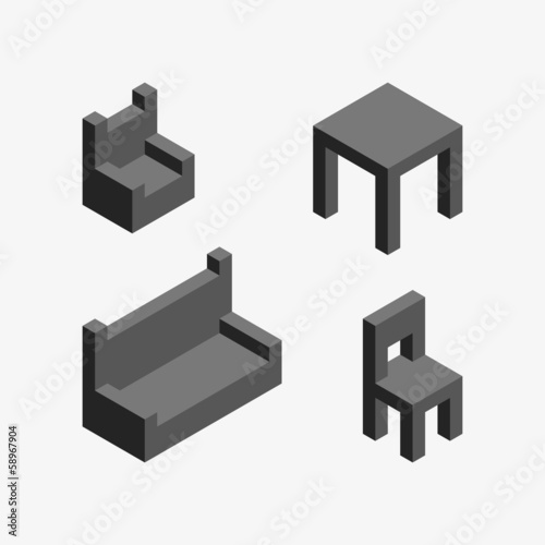 Vector isometric furniture