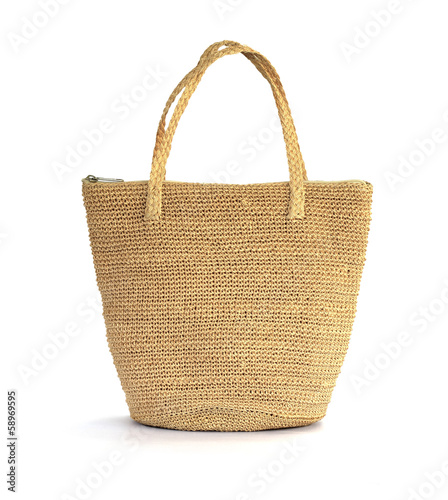 Straw bag on a white background