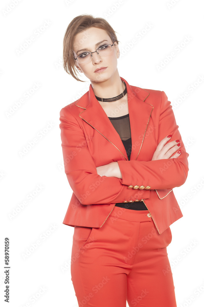 pretty young business woman with hands crossed pretty young business woman with hands crossed