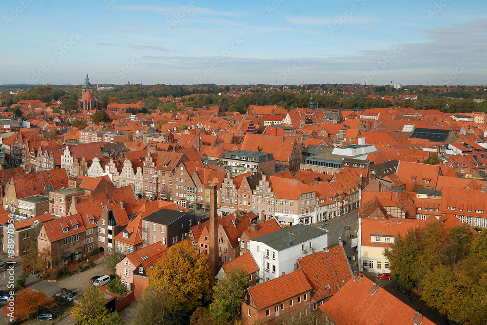 Fototapeta premium A view to the old town of Lüneburg, Lower Saxony