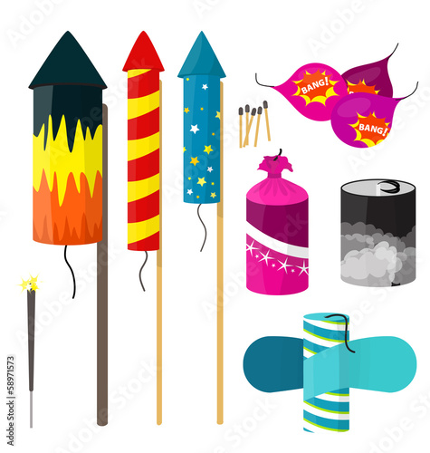 Fireworks rockets vector