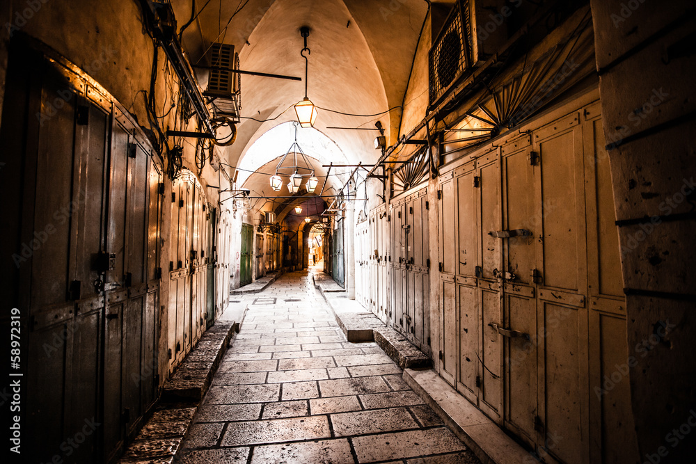 Ancient Alley in Jewish Quarter, Jerusalem, Israel.
