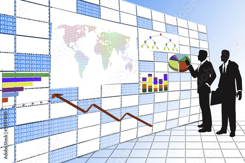 ิีbusinessman click digital board.