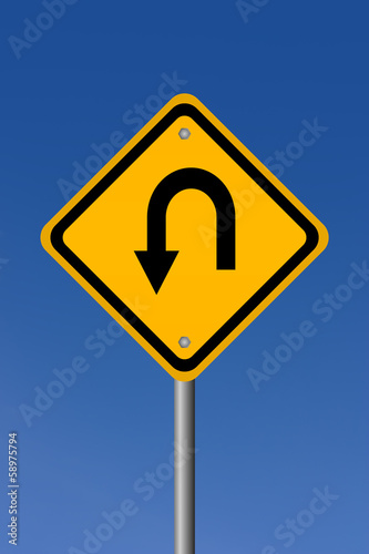 Turn back road sign