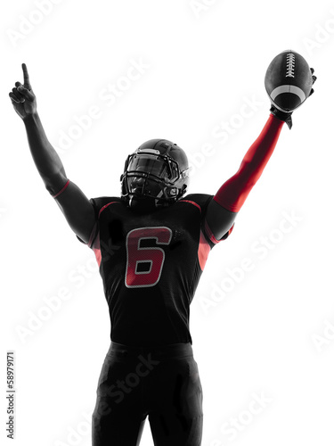 american football player  portrait celebrating touchdown silhoue