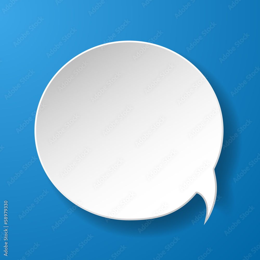 Abstract paper speech bubble on blue background Abstract paper speech bubble on blue background