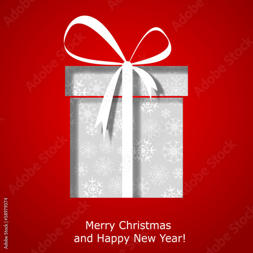 Modern Xmas greeting card with Christmas gift box
