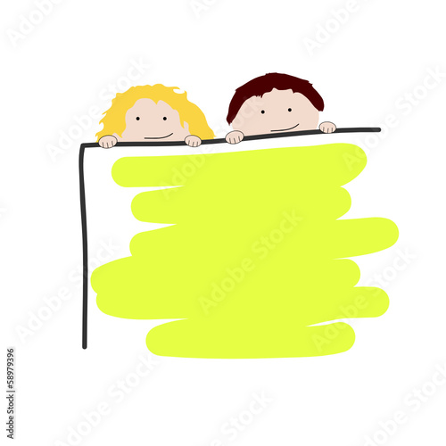 children with school board vector illustration