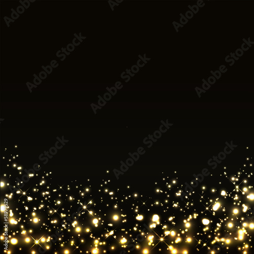 Vector luxury black background with gold lights