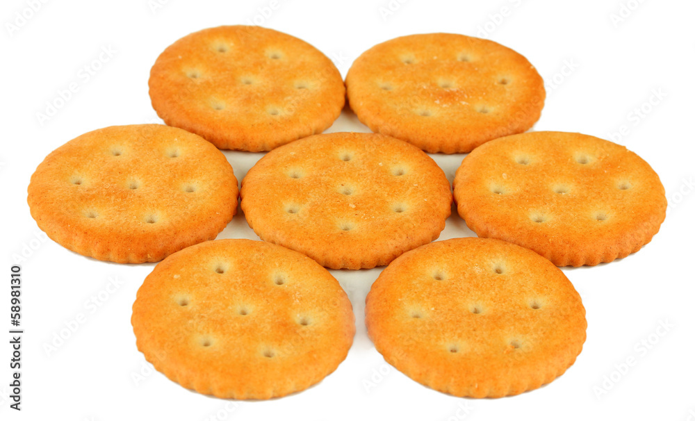 Delicious crackers isolated on white Delicious crackers isolated on white