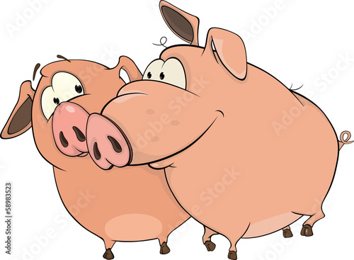 Two pigs Cartoon