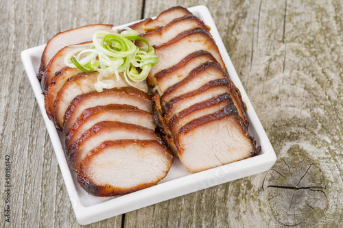 Fotografie Char Siu Pork - Chinese roasted pork loin.