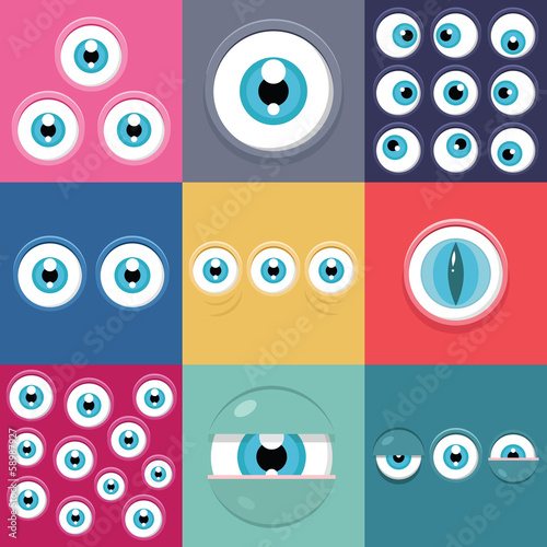 Set of funny cartoon monster eyes