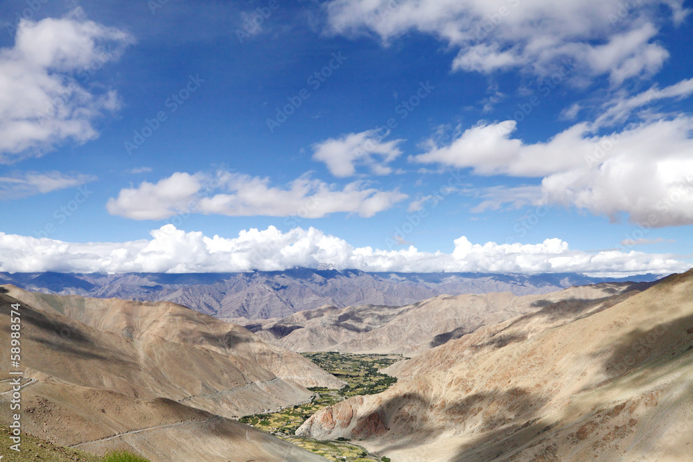 Green fertile valley in Ladakh Batholith