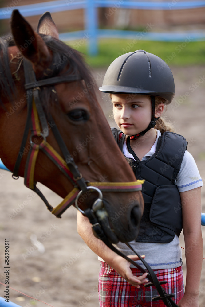 Obraz premium Horse and lovely equestrian girl