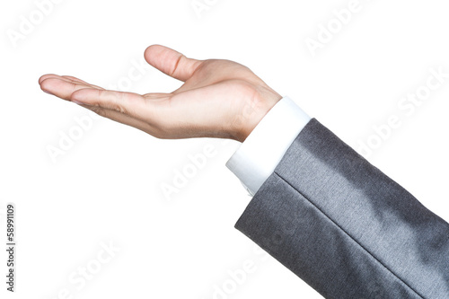 business man hand sign suit isolated