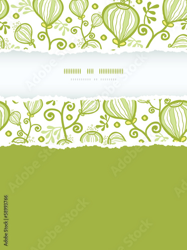 Vector underwater abstract plants vertical torn frame seamless