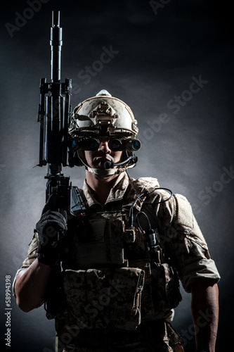 soldier man hold Machine gun style fashion