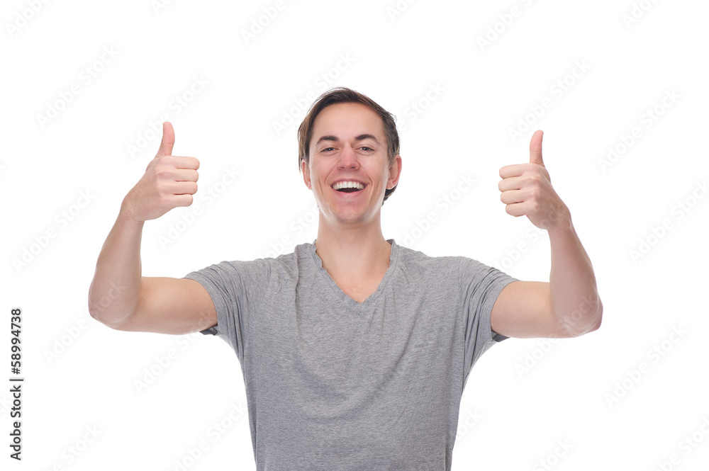 Portrait of a cheerful man smiling with thumbs up Portrait of a cheerful man smiling with thumbs up